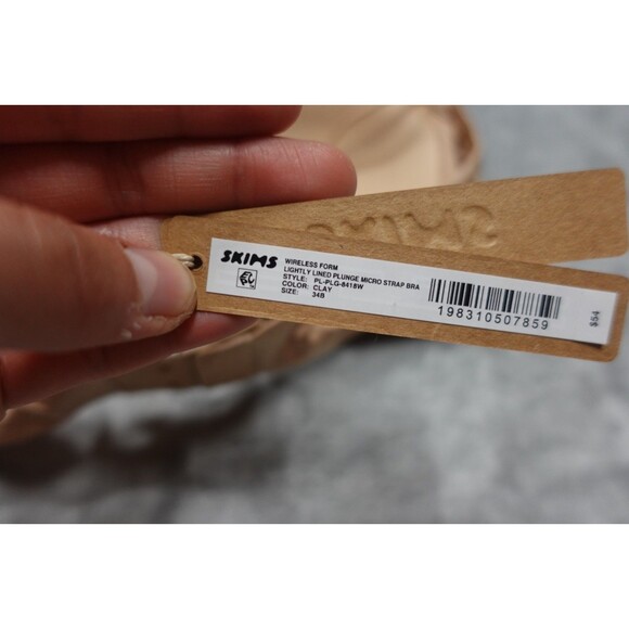 Skims 34B Clay Wireless Form Lightly Lined Plunge Micro Strap Bra PL-PLG-8418W N - Picture 8 of 8